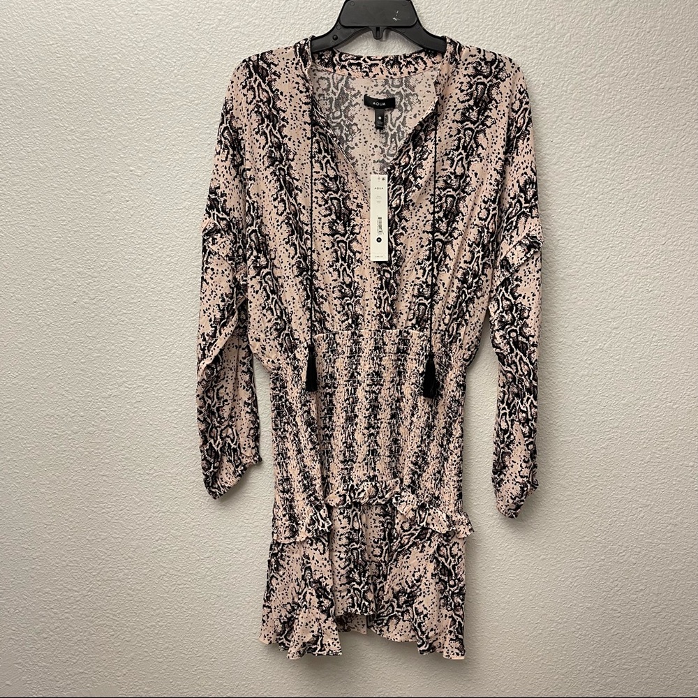 NWT✨ AQUA Snake Print Smocked Mini Dress - 100% Exclusive - Picture 2 of 10
